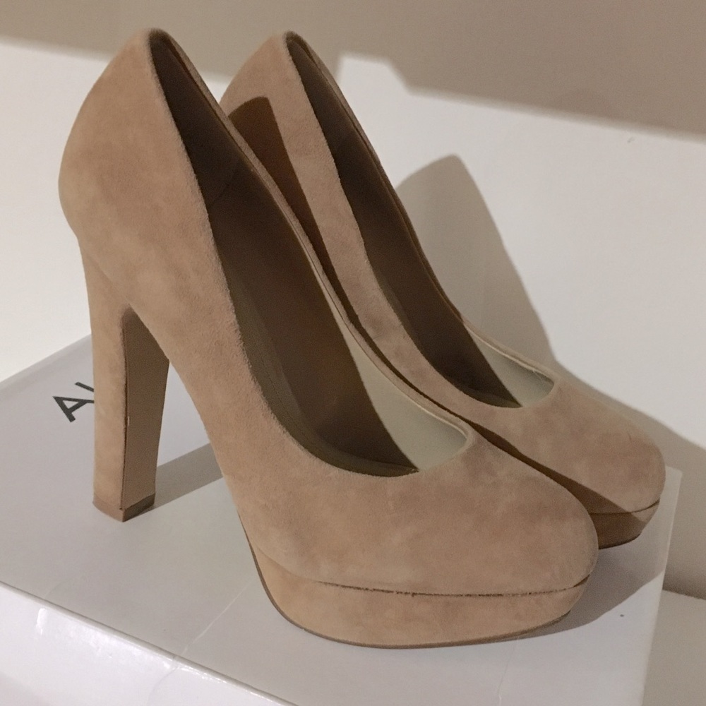 Aldo Nude Suede Platform Pumps